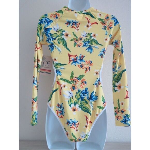 Ocean Pacific OPTR22209 Women's Sz XL Tropicana Print Long Sleeve Swimsuit $100+ - Picture 2 of 10
